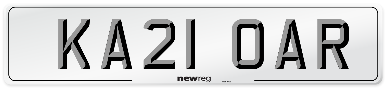 KA21 OAR Number Plate from New Reg